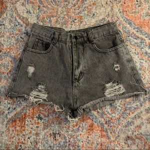 Dark Gray/Black Washed Denim Shorts size SMALL